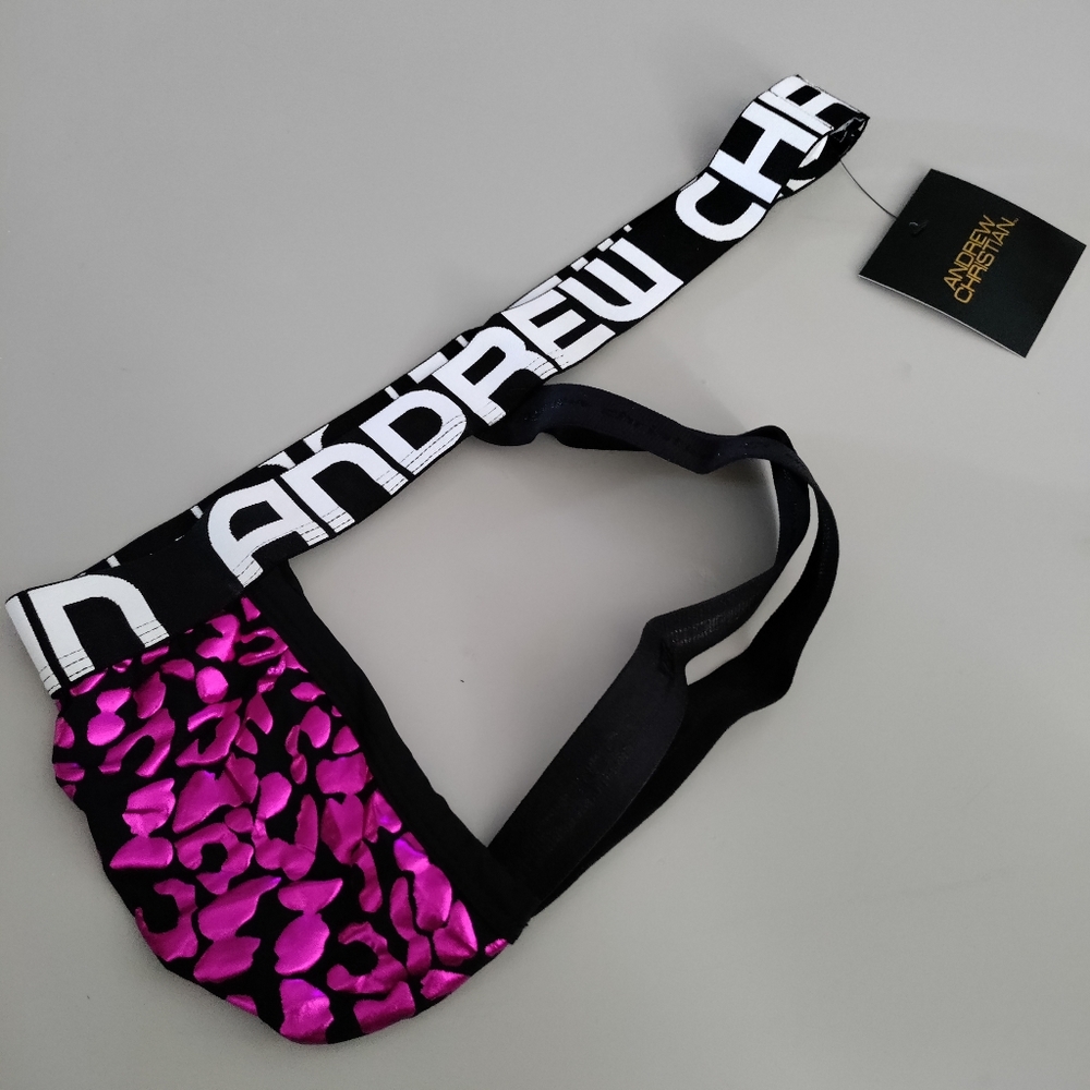 Andrew Christian Med jock leopard print purple pink fuschia metallic S M L N… - Picture 4 of 9